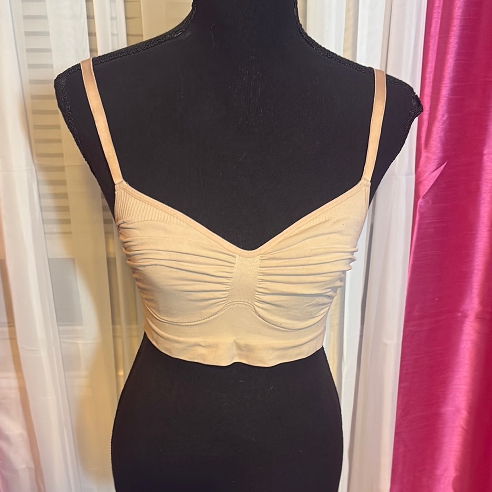 SKIMS Neutral Ruched Crop Top